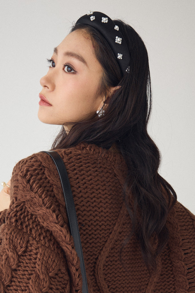 予約]ベロアパールカチューシャ – Frene