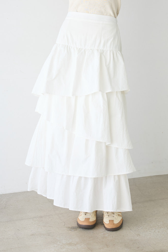 Frene ランダムフリルティアードボリュームスカート 予約]ランダムフリルティアードボリュームスカート – Frene