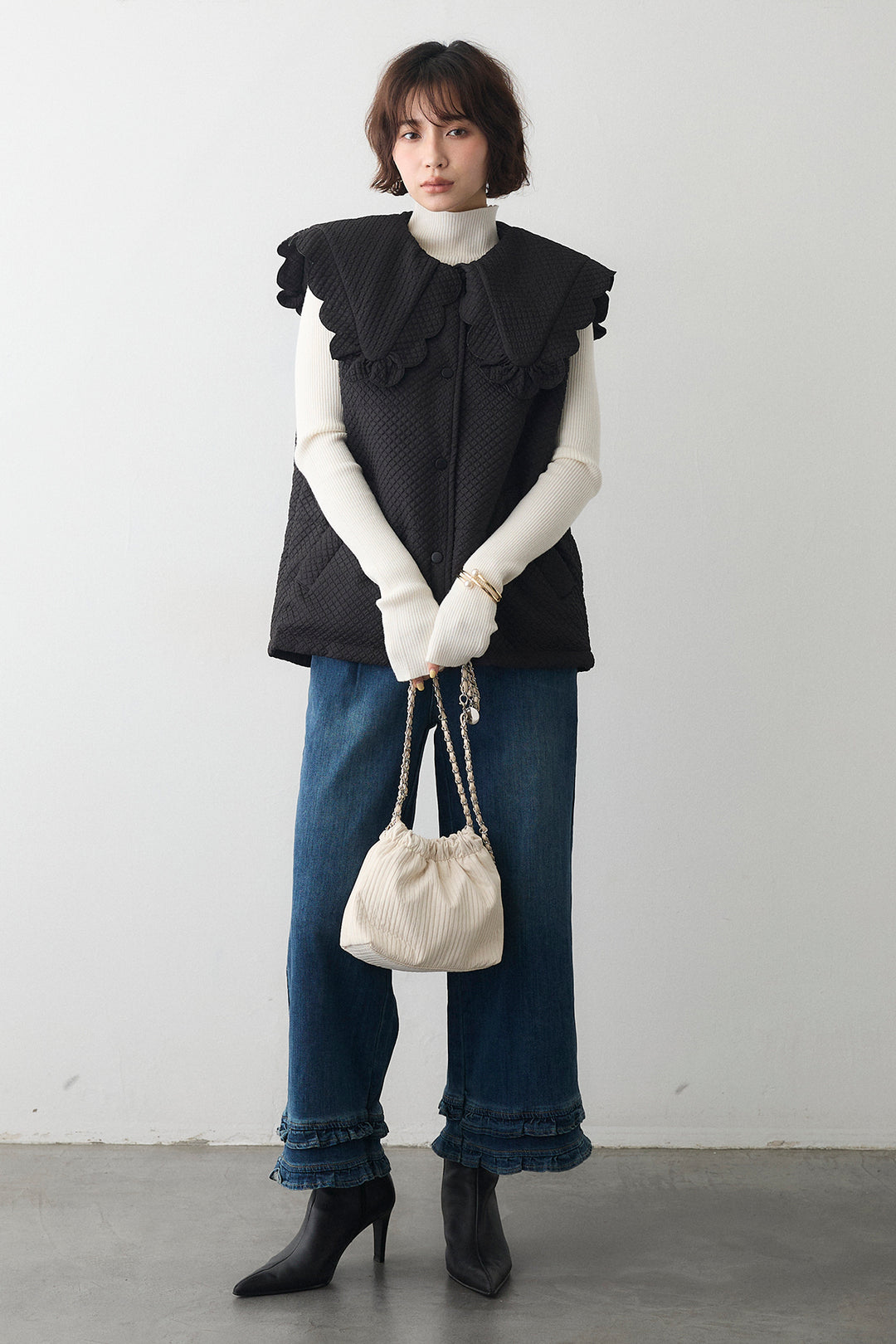 [予約]フリルヘムデニムパンツ