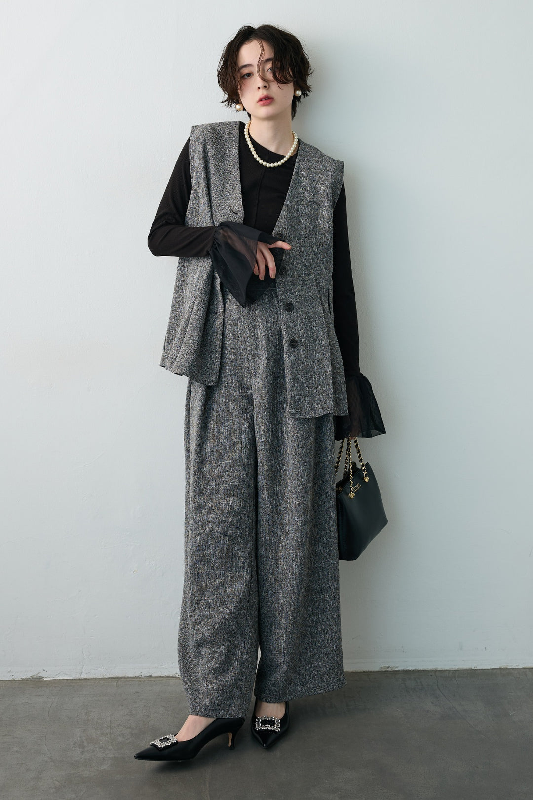 [予約]サマーツイードボックスプリーツベスト