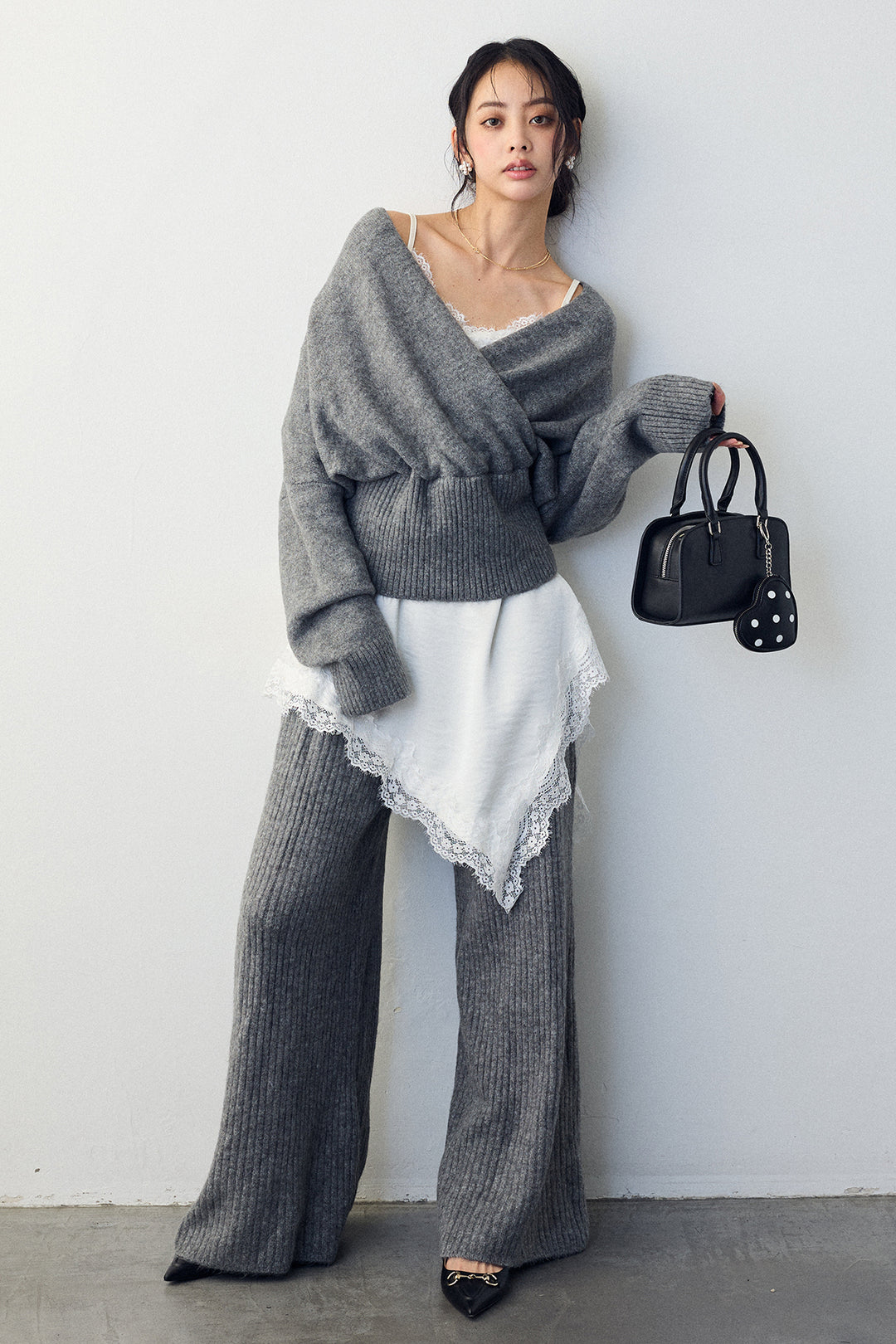 [予約]カシュクール美ラインニットセットアップ