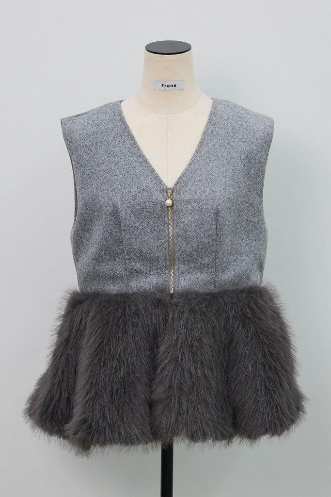 予約]フェイクファードッキングZIPベスト – Frene