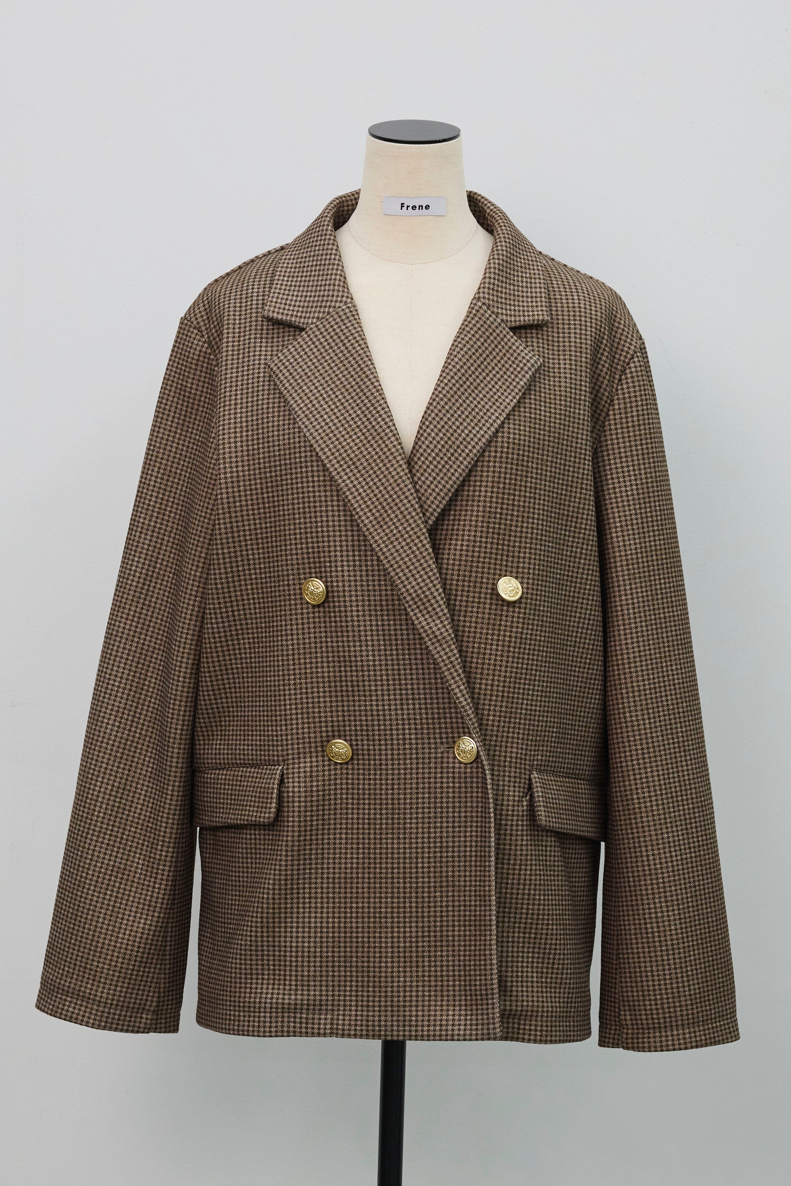 リボンジャガードジャケット　ブラック　Frene リボンジャガードジャケット ブラック Frene リボンジャガード