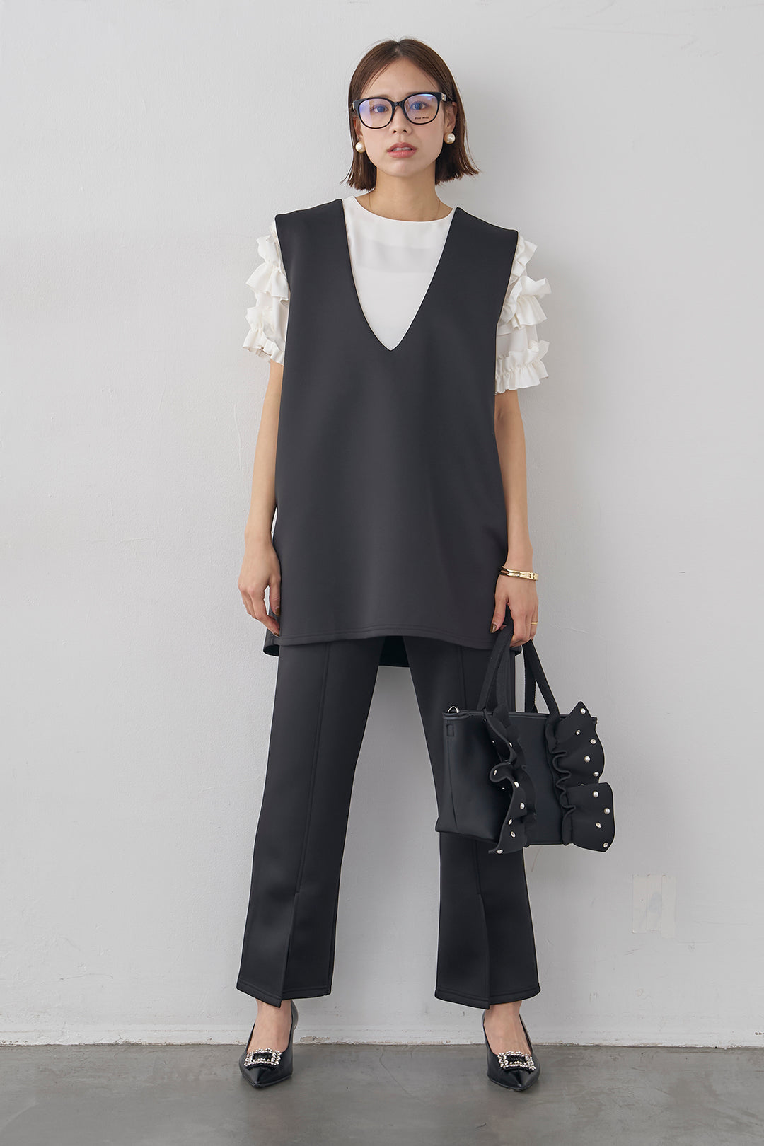 [予約]フリルスリーブプルオーバーブラウス