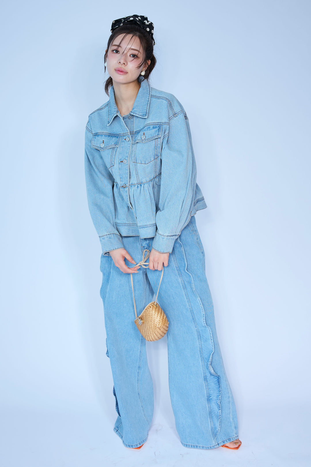 [予約]フリルウェーブデニムパンツ