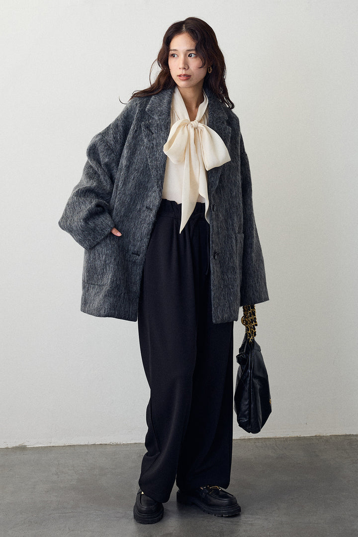 [予約/SET]シャギーミドル丈コート+2タック美シルエットパンツ(2set)