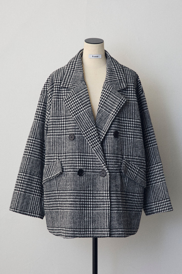 [予約]チェック柄ボクシーコート