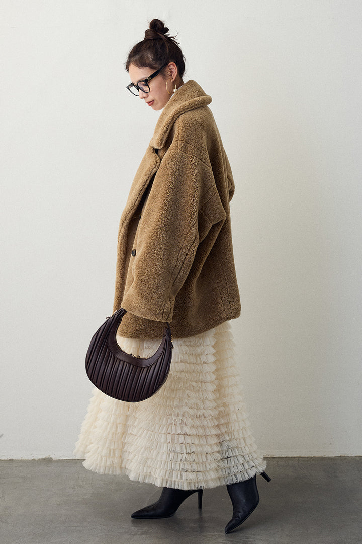 [予約/SET]テディボアミディ丈コート+ホイップチュールティアードスカート(2set)