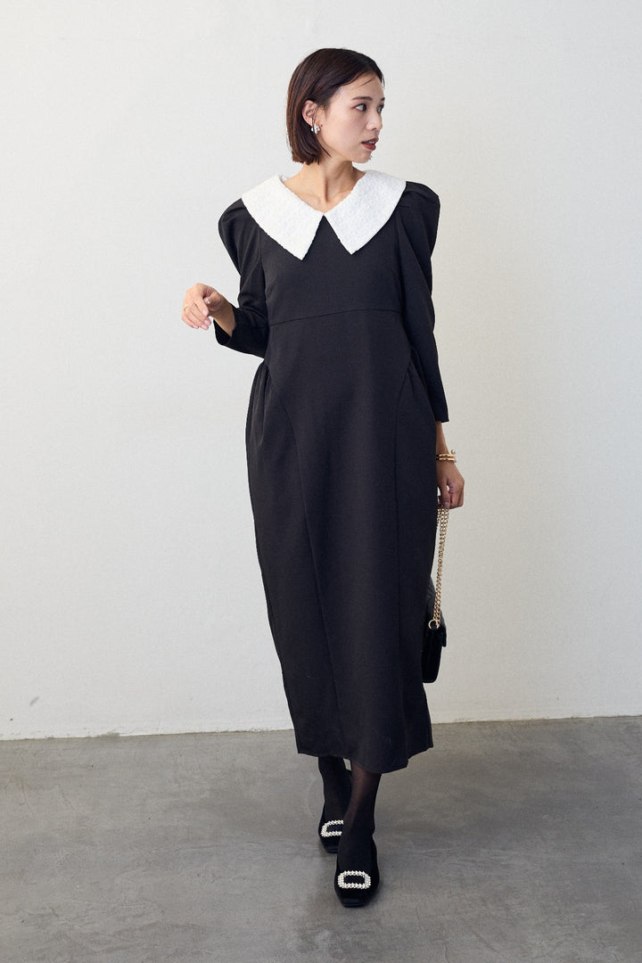 [予約]2wayレースカラーコクーンワンピース