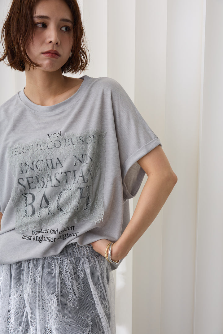 [予約]レースレイヤードロゴTシャツ