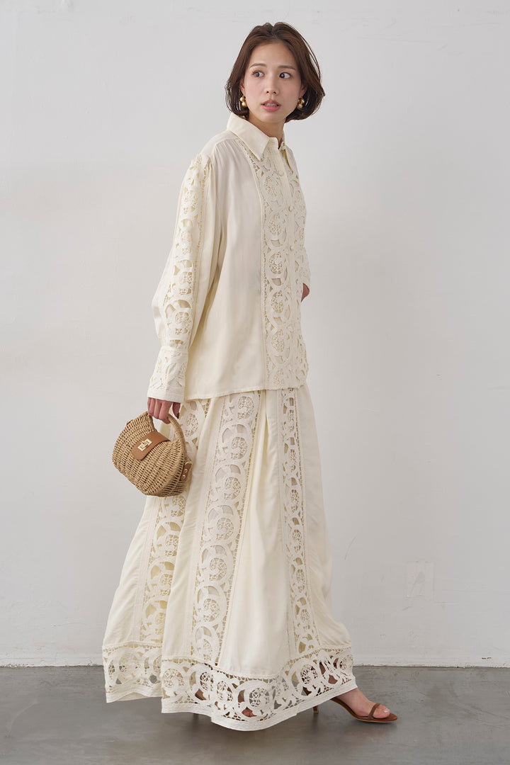 [予約]ヴィンテージライクレースシャツセットアップ