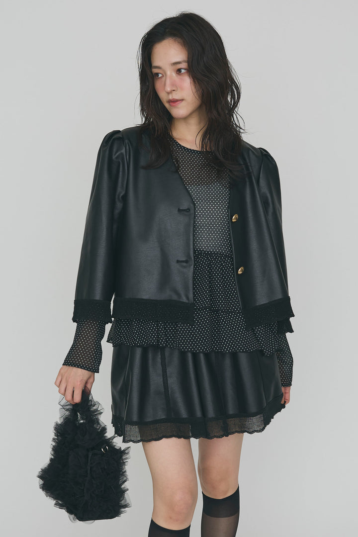 [予約]ティアードフリルドットシアーブラウス