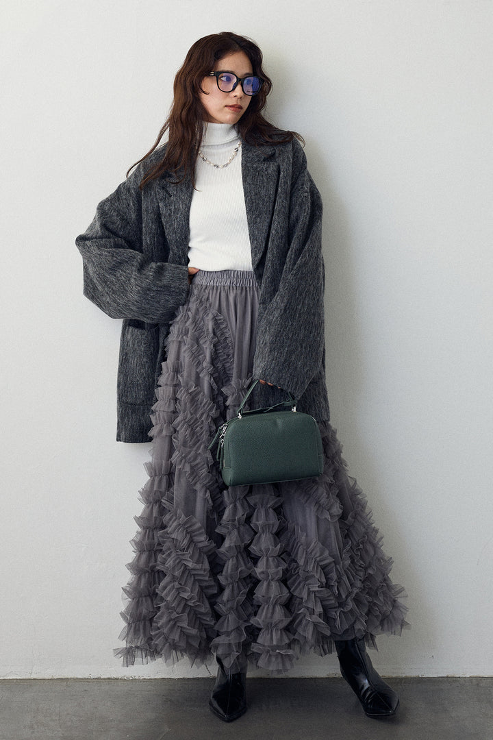 [予約/SET]シャギーミドル丈コート+スフレアシメチュールスカート(2set)