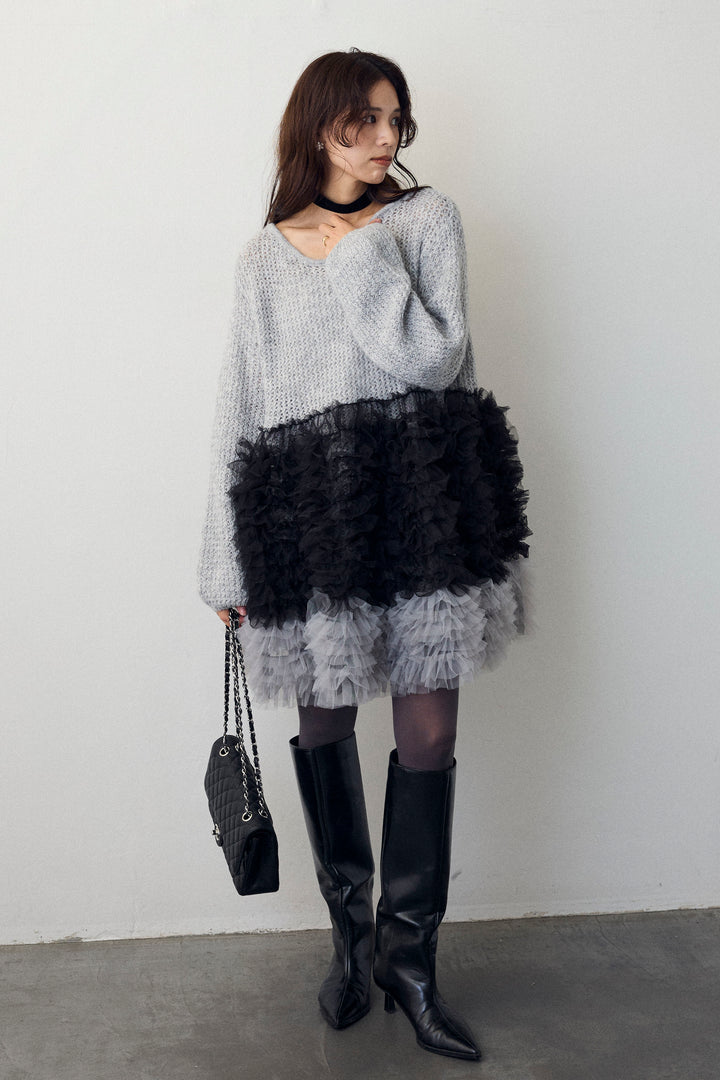 [予約]ホイップチュールドッキングニットワンピ