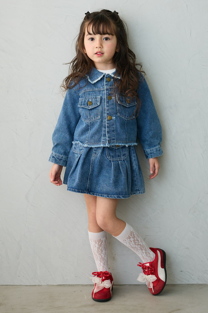 [予約](kids)ボックスプリーツデニムセットアップ