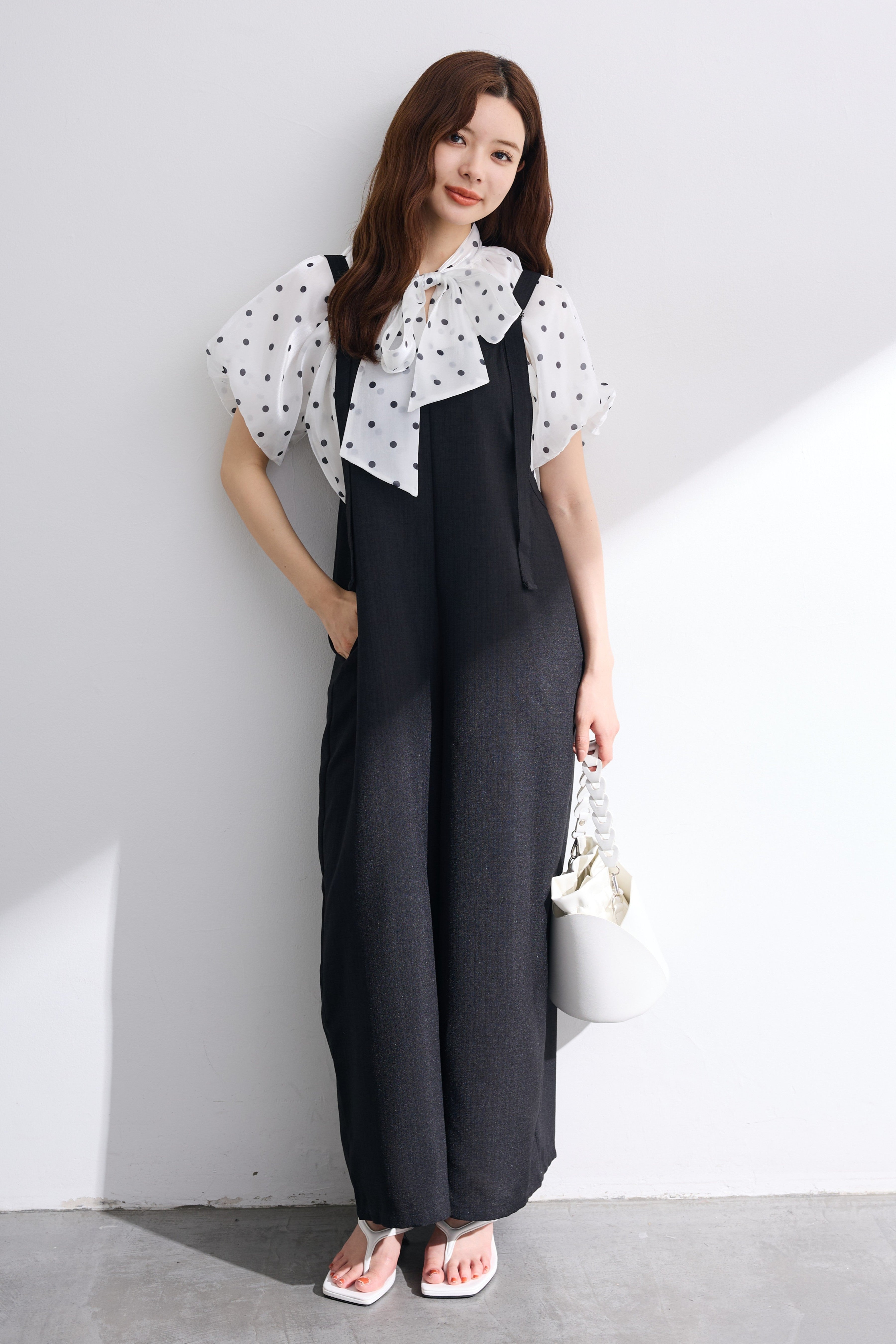 極美品 Freneフラーネ サロペット オールインワン 黒 M ストレッチパンツ All in one – Frene