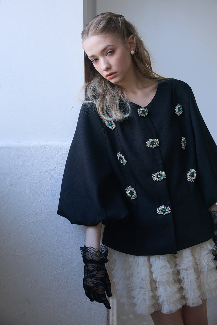 [予約/SET]クラシカルビジュー美ラインジャケット+ホイップチュールミニ丈スカート(2set)