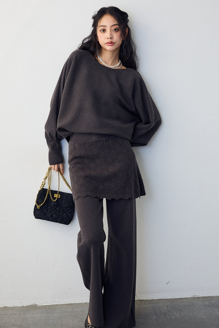 [予約]スカートレイヤードニットセットアップ