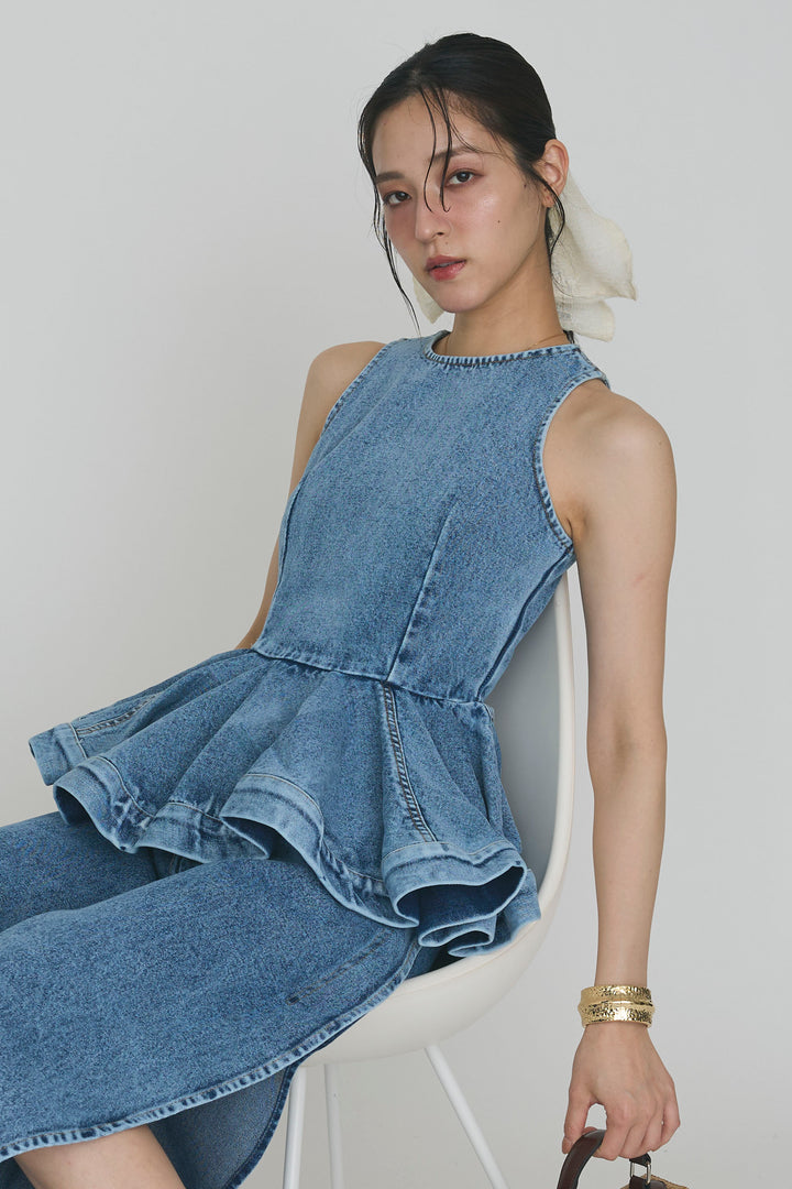 [予約]デニムペプラムバックZIPトップス