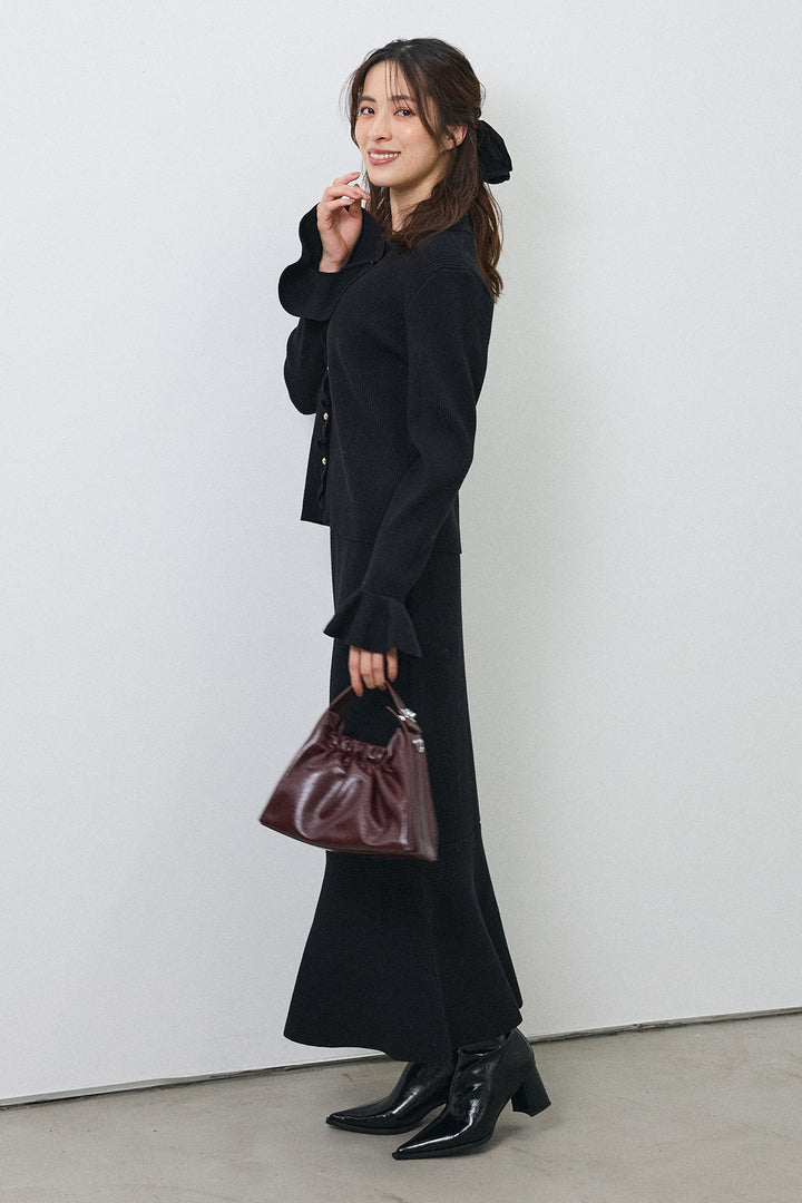 [予約]フロントラッフルデザインニットセットアップ