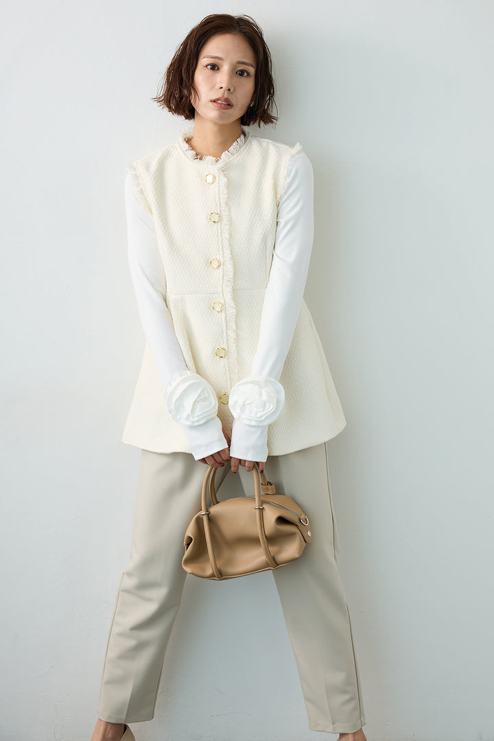 [予約]ツイードペプラム美フォルムジレ