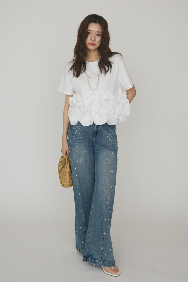 [予約/SET]フリルウェーブヘムカットTシャツ+フリルウェーブヘムカットTシャツ(2set)