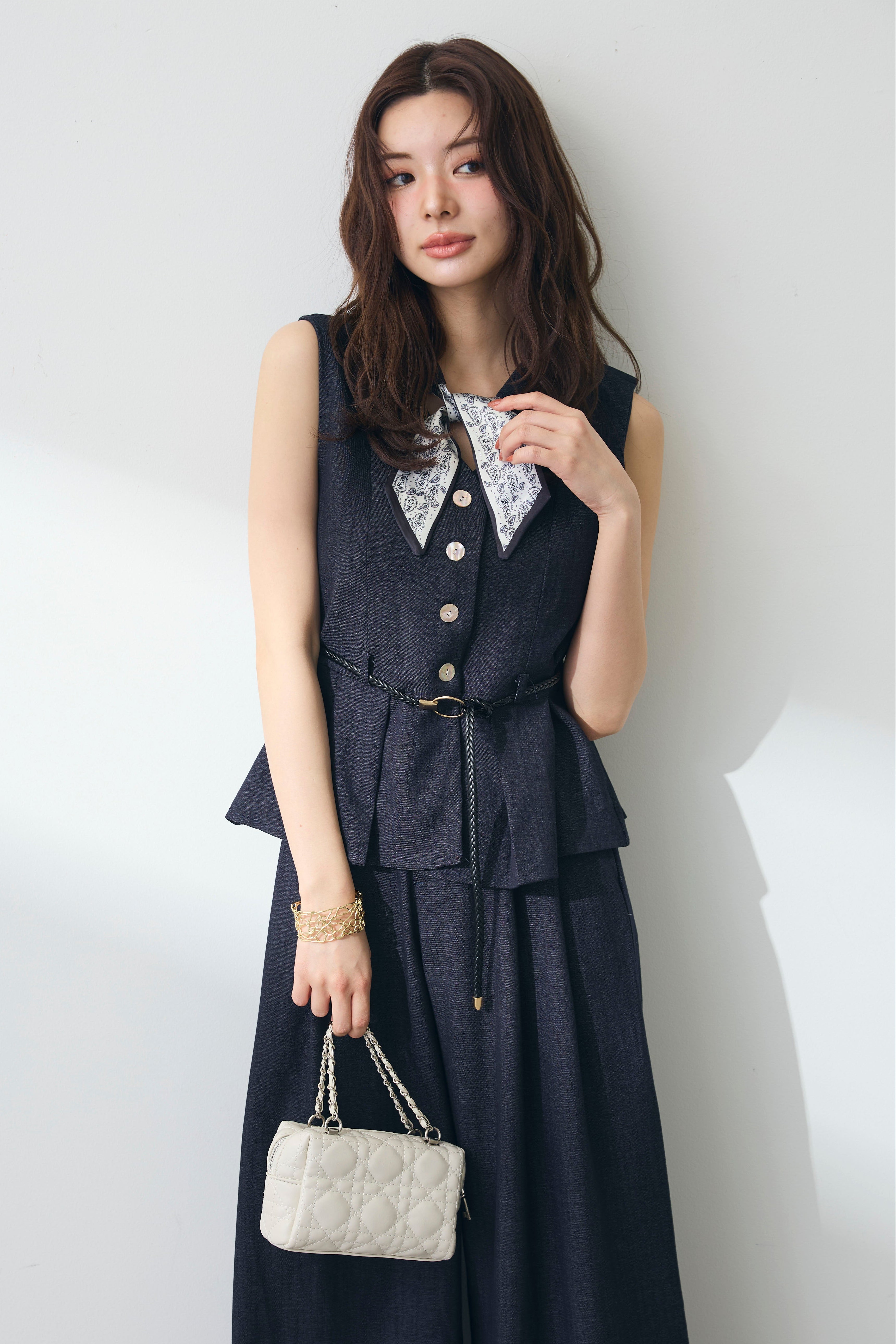 Freneレース襟シャツ、パールコートセット Set item – Frene