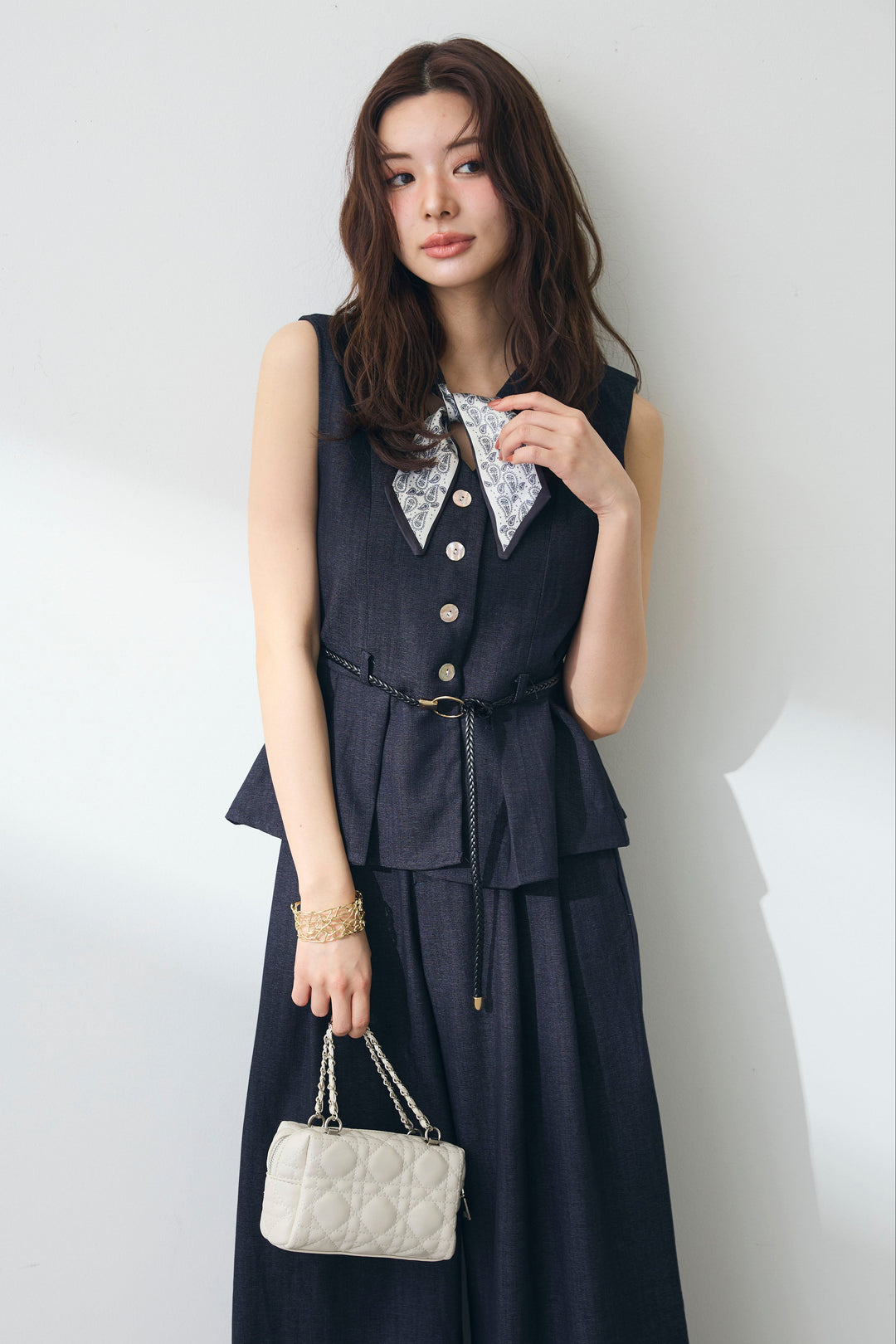 [予約]スカーフセットデニムマニッシュセットアップ