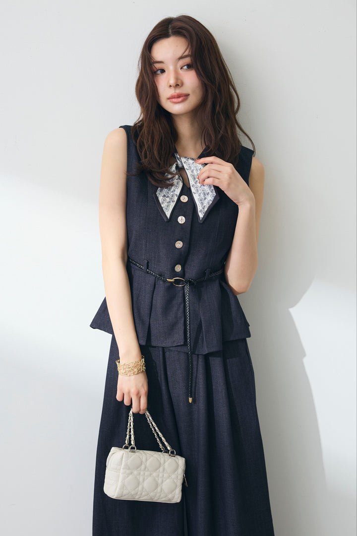 [予約]スカーフセットデニムマニッシュセットアップ