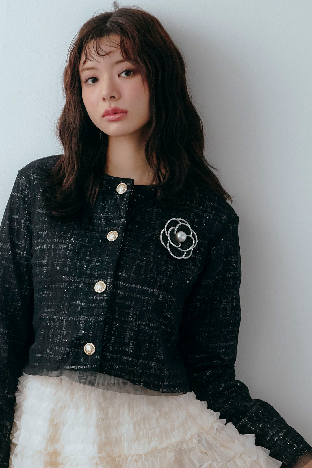 [予約]モノトーンフラワーコサージュ