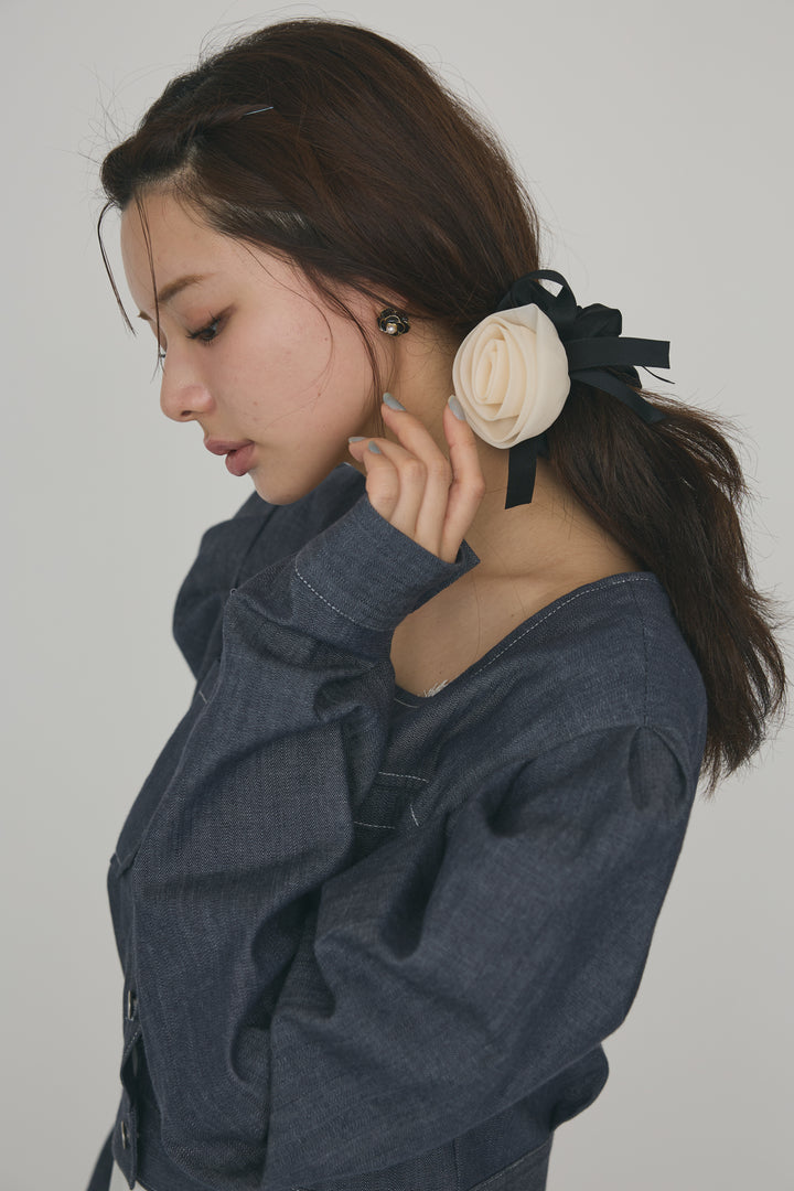 [予約]フラワーモチーフモノトーンシュシュ