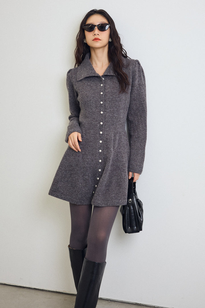 [予約]セミフレアラインニットミニワンピ