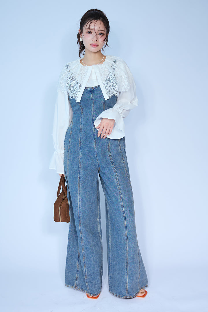 [予約]美ラインデニムサロペット