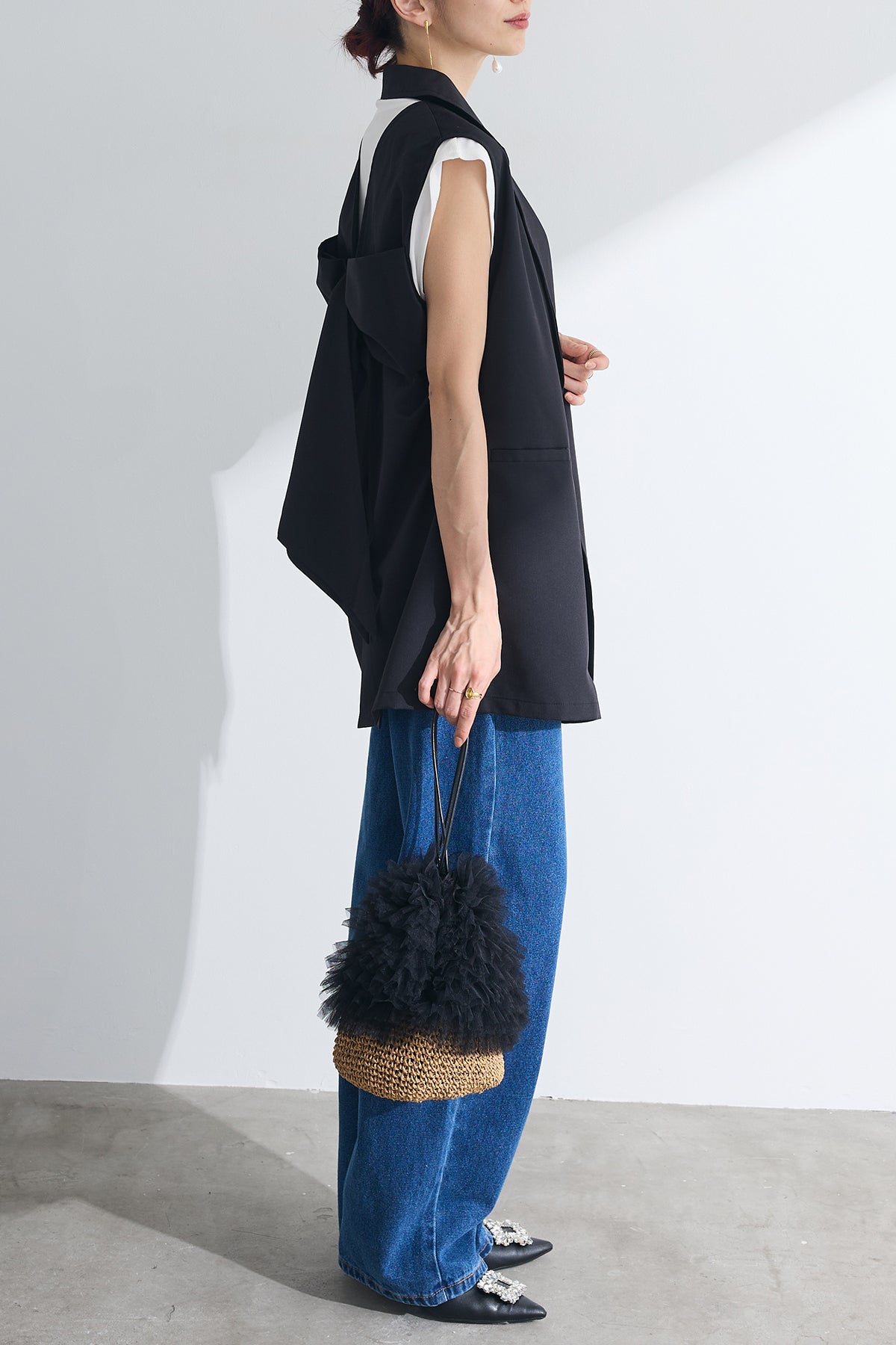 着用3回　DES PRES デプレ　ヘリンボーンバックフロントオープンジレ 着用3回 DES PRES デプレ ヘリンボーンバックフロントオープン