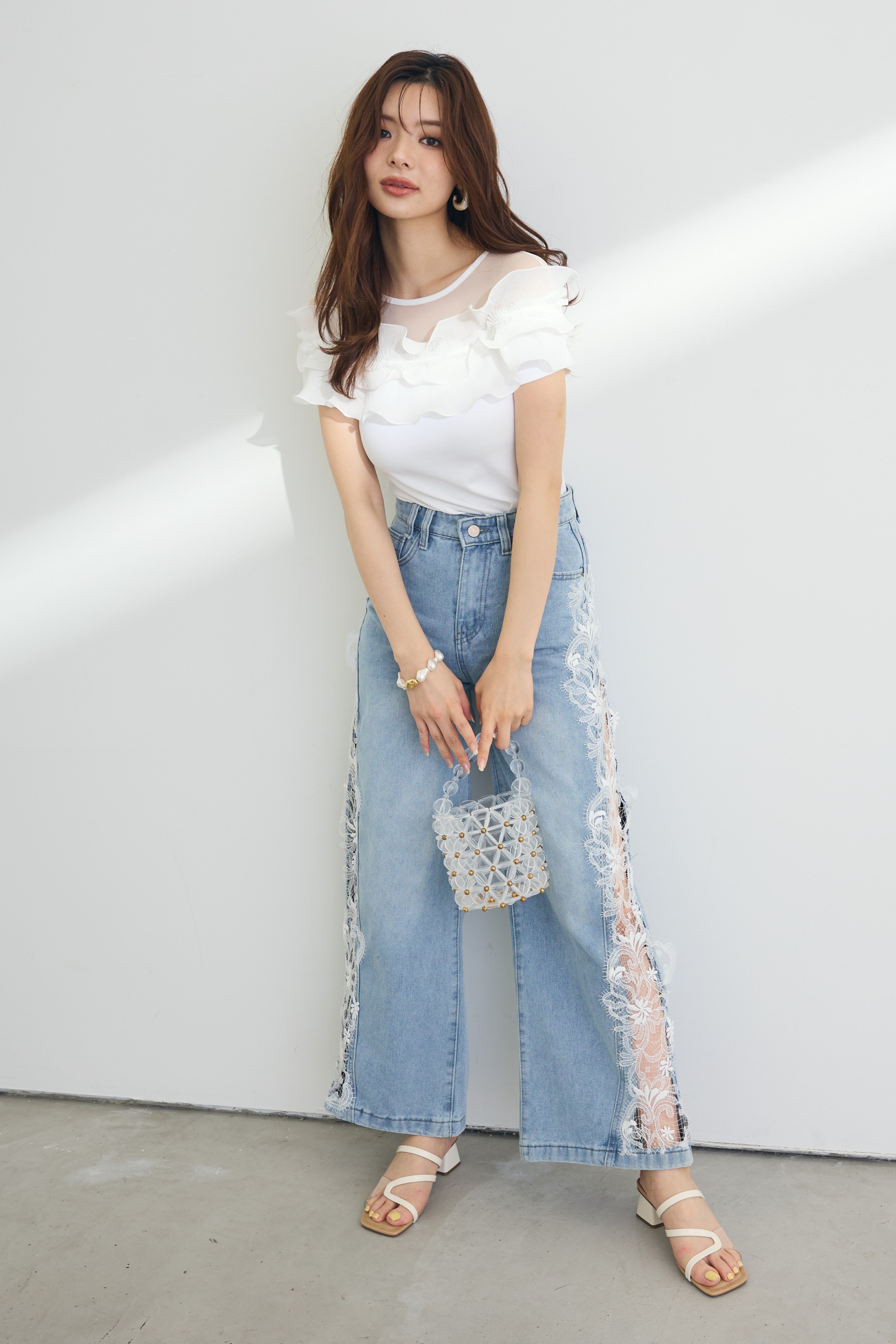 予約]プリーツフリルデコルテシアートップス – Frene
