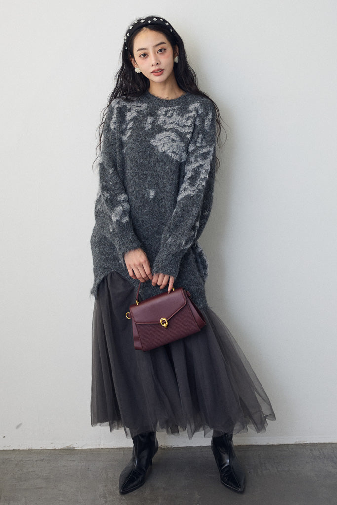 [予約]モチーフジャガードレイヤードニットワンピ