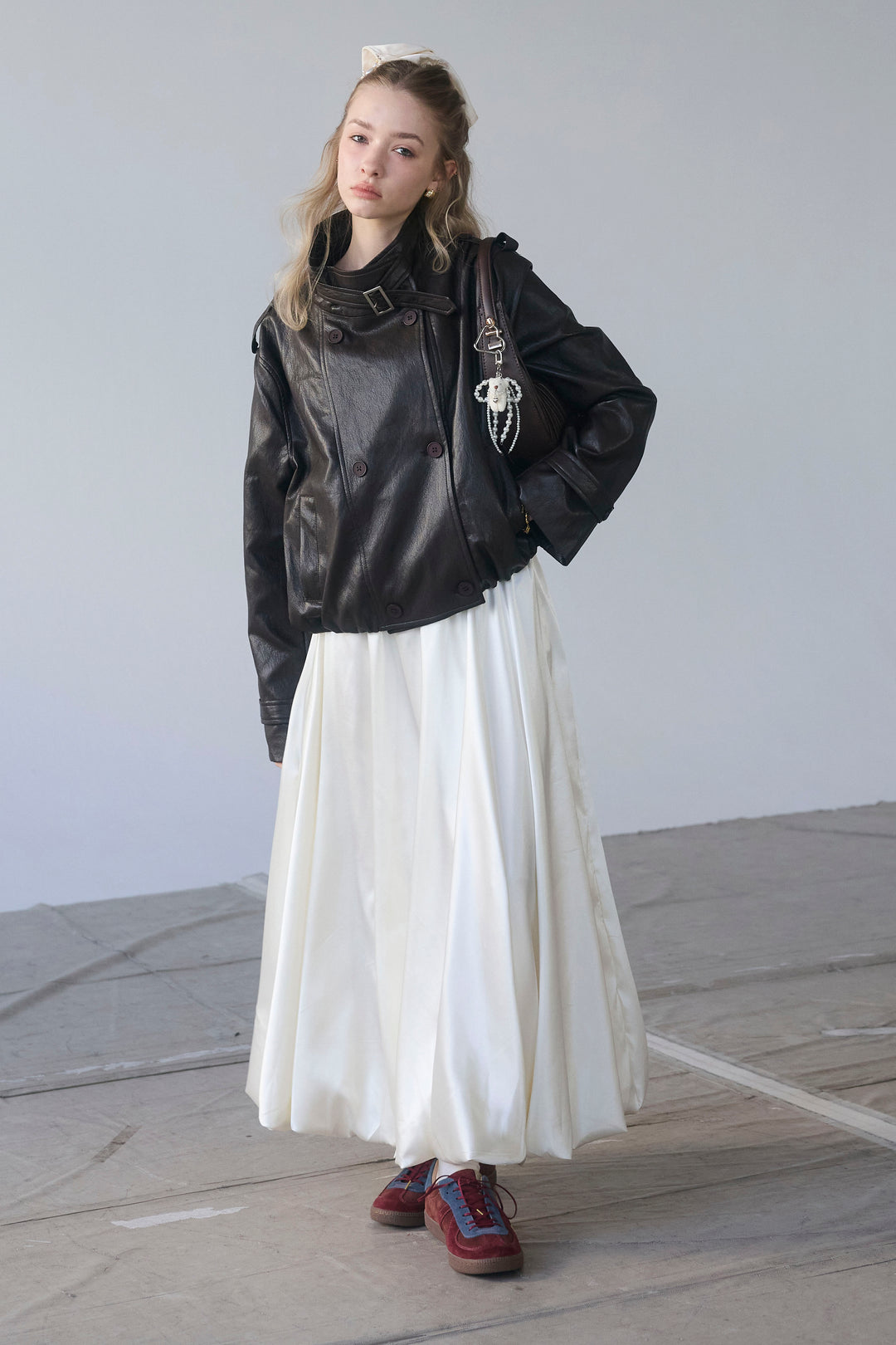 [予約]レザーライククロップドジャケット