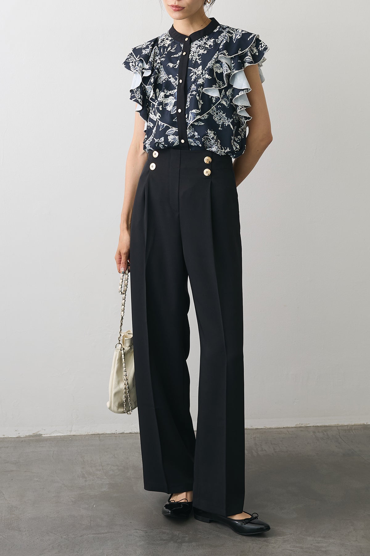 予約]ゴールドボタンマリンパンツ – Frene