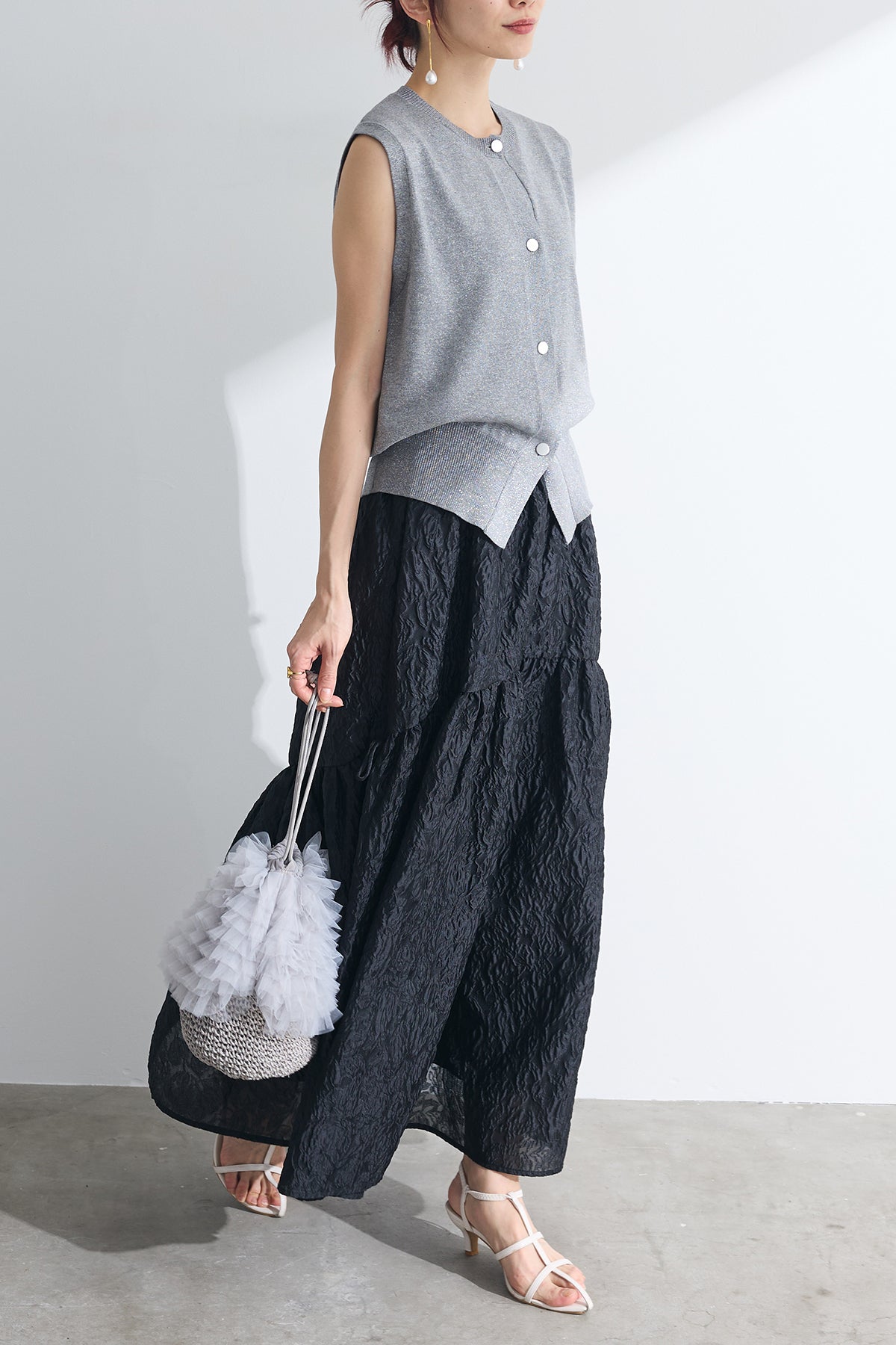 予約]シアージャガードギャザーフレアスカート – Frene