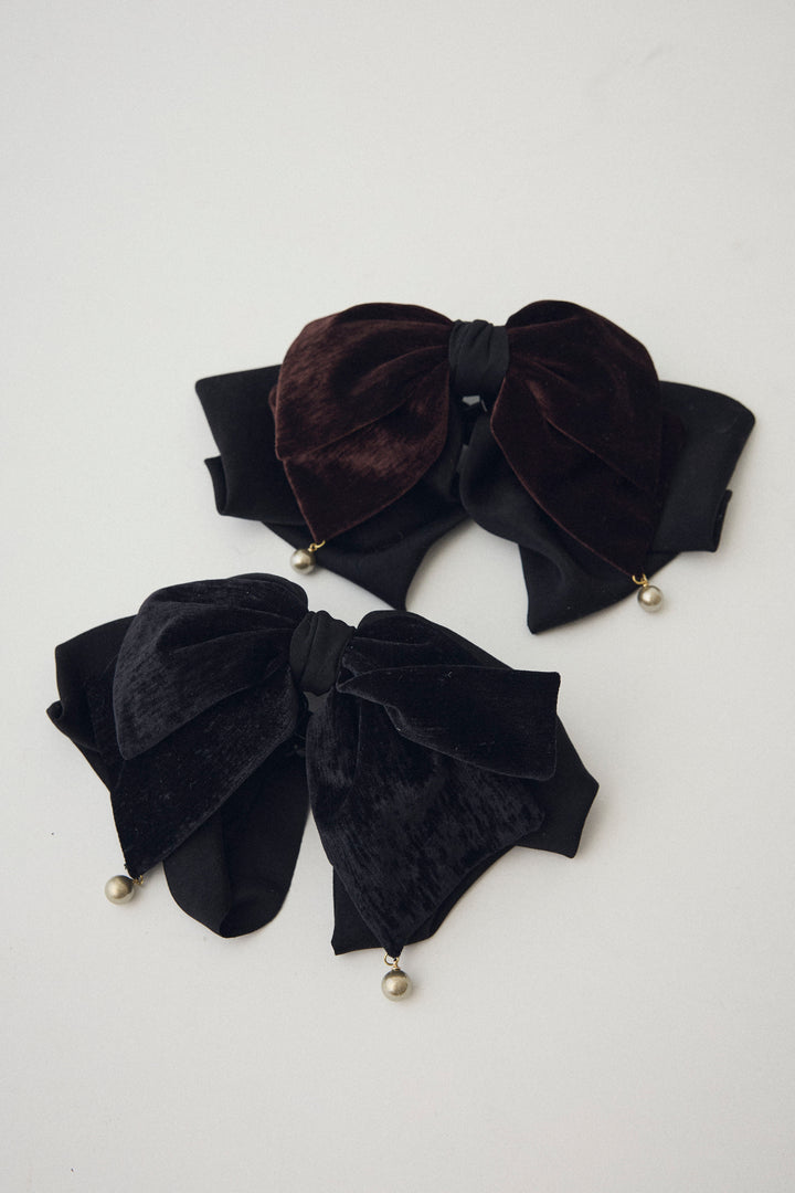 [予約]ベロアリボンポイントパールクリップ