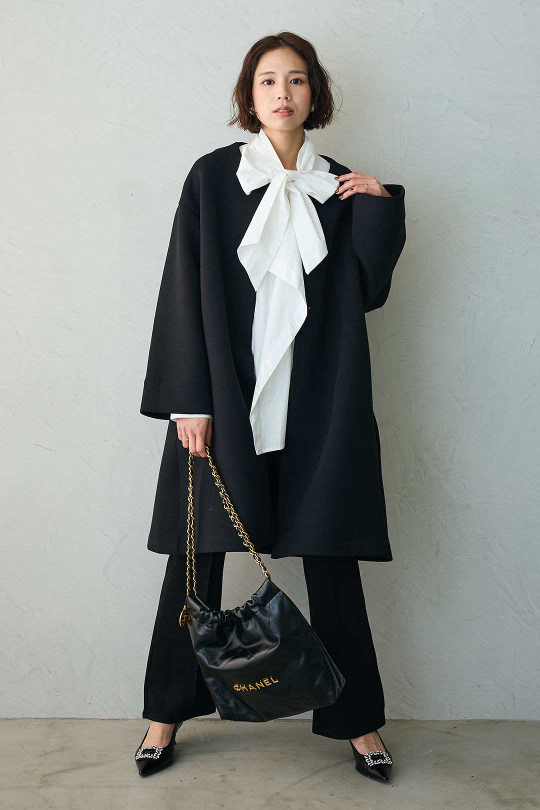 [予約]バックフリルボンディングノーカラーコート