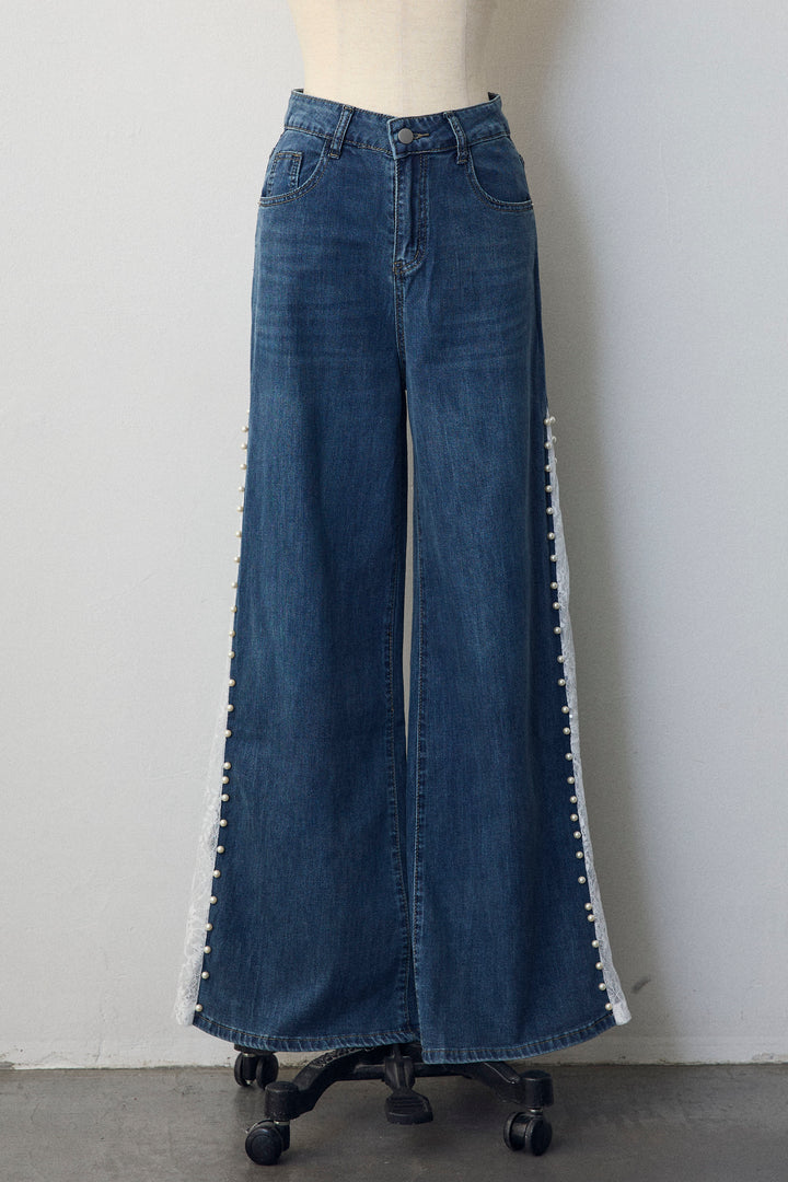 [予約]サイドレース切替ハイウエストデニム