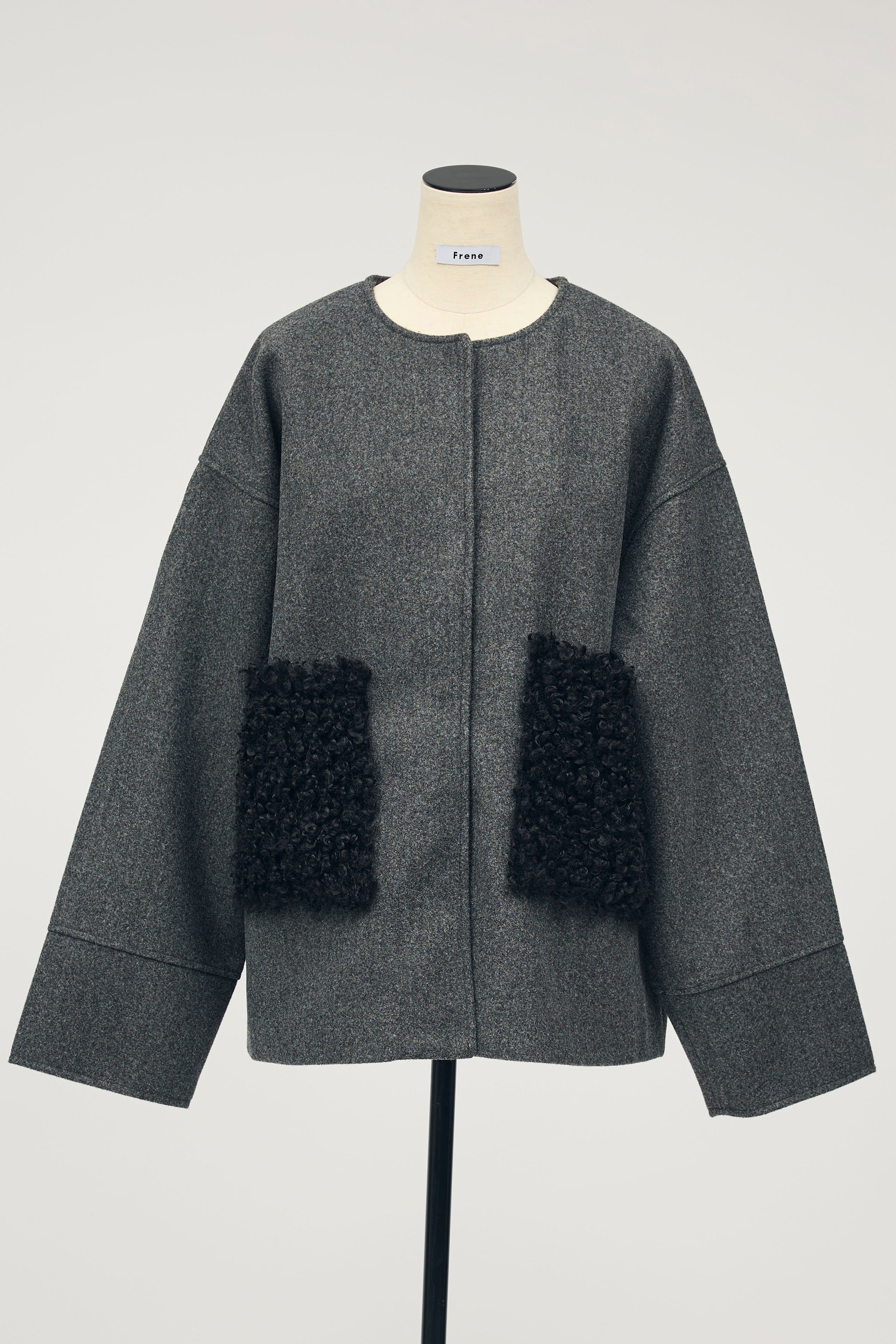 AFTER PRAY/　ボアコート 予約]ボアポケットノーカラーコート – Frene