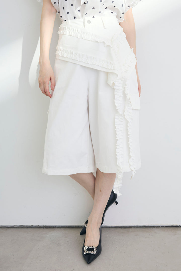 [予約]フリルワイドベルトセットハーフパンツ