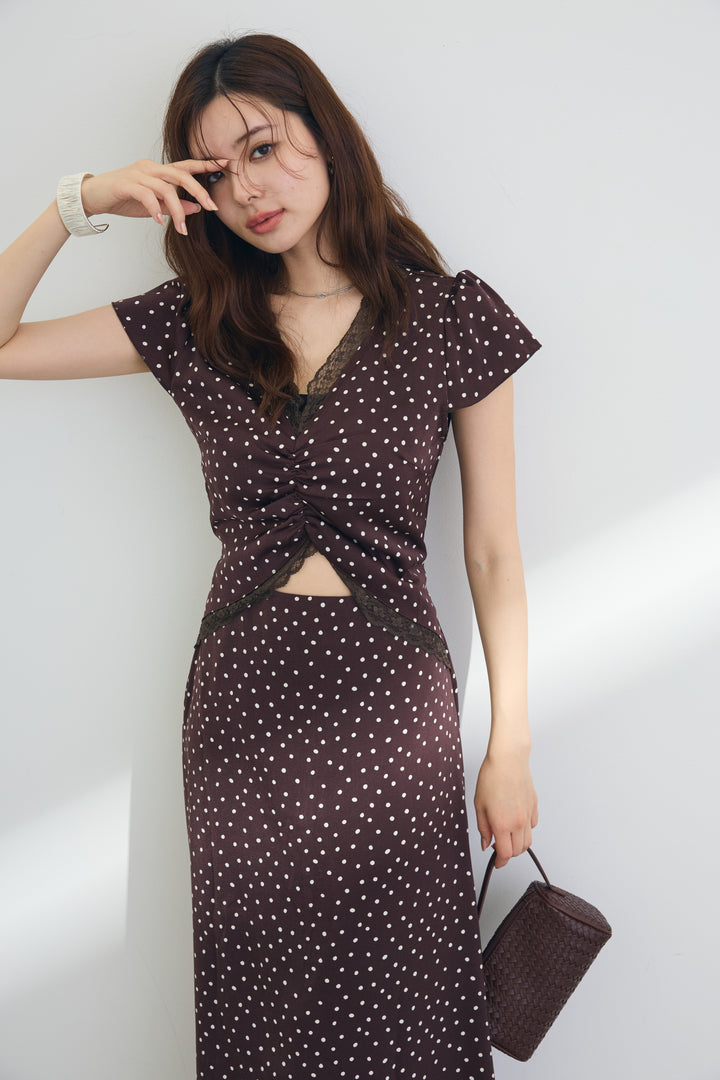 [予約]フロントカットドット美シルエットワンピ