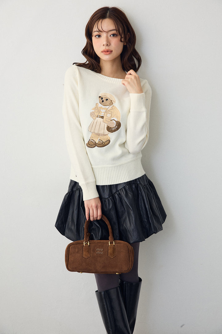 [予約]フェイクレザーティアードバルーンミニスカート