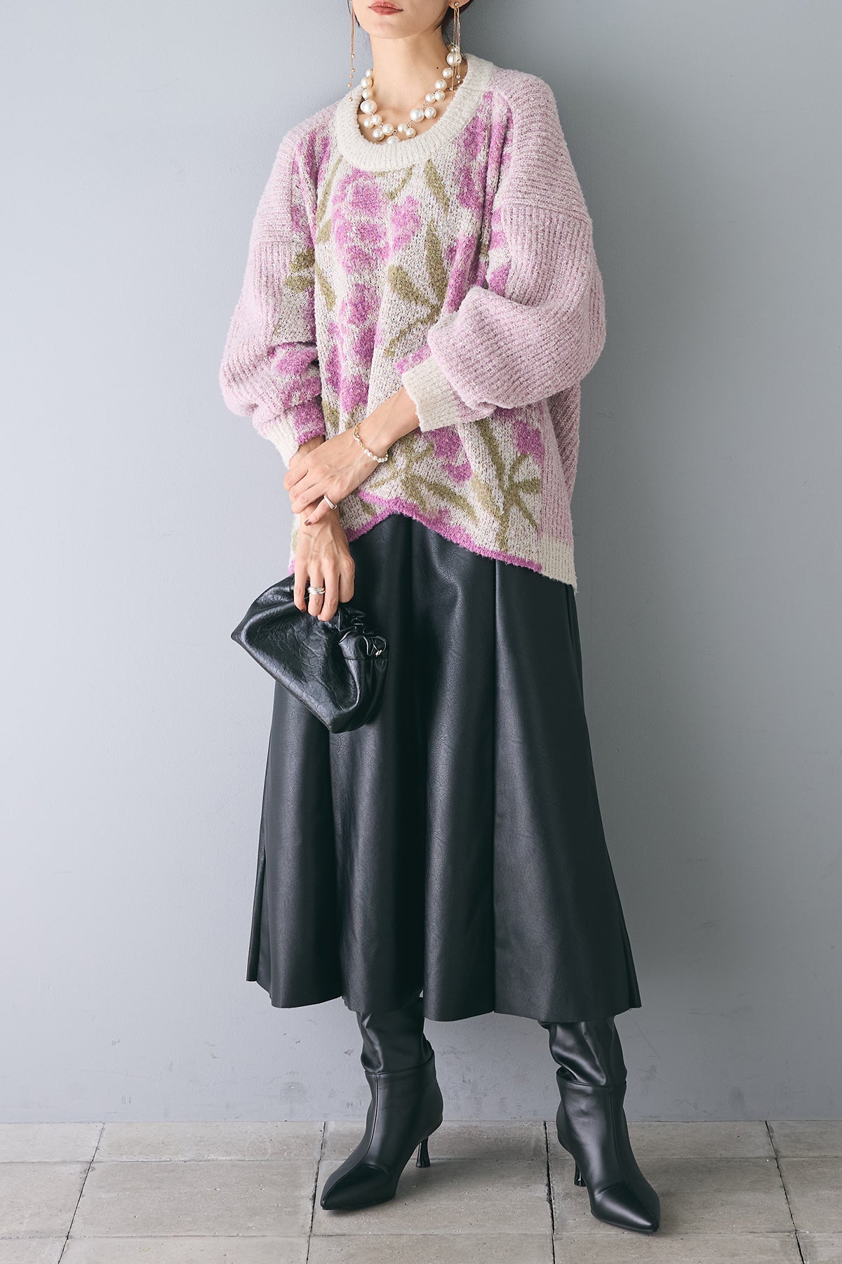 予約]ブークレジャガードフラワーニット – Frene