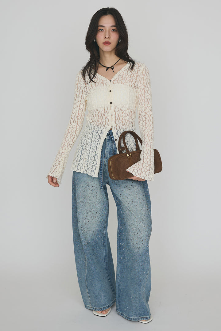 [予約]ラインストーン美ラインデニム