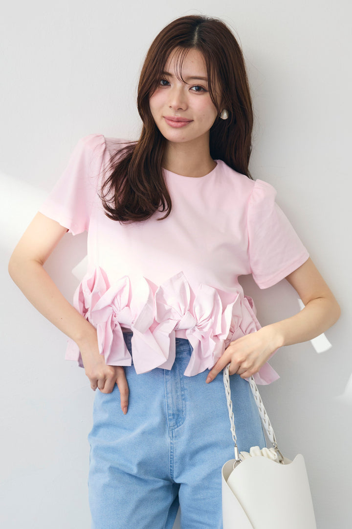 [予約]リボンヘムデザインTシャツ