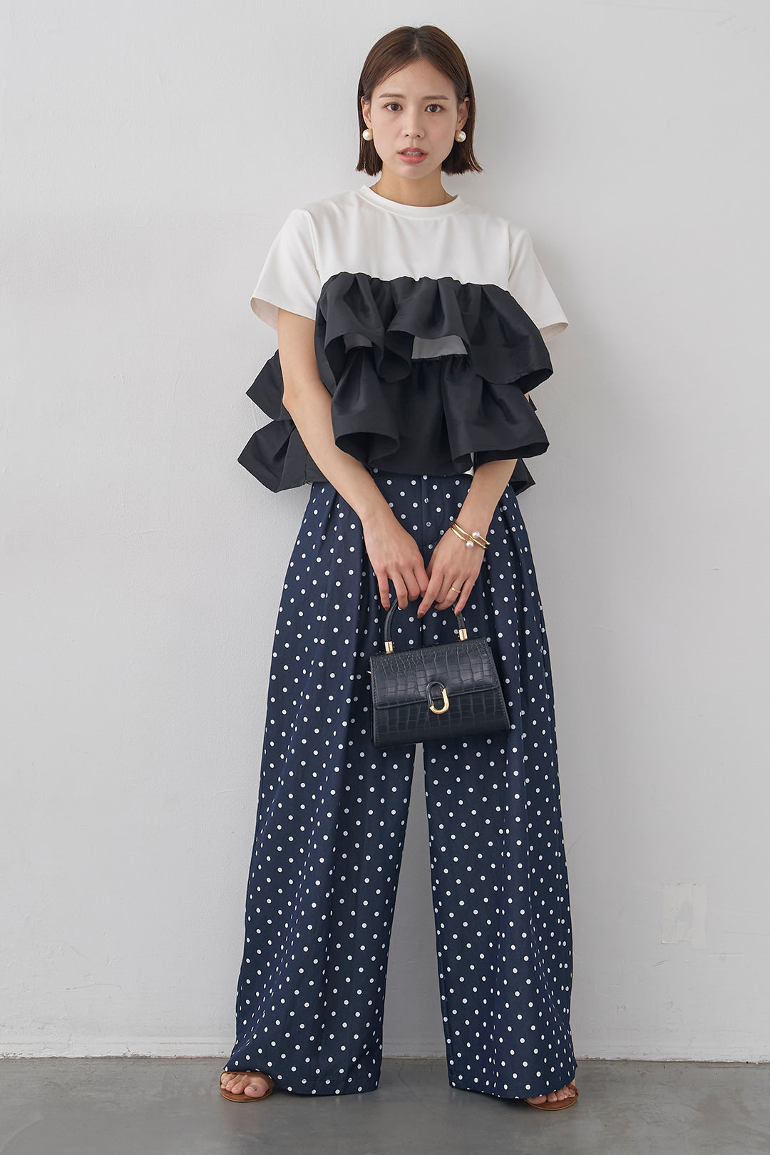 [予約]ナイロンフリルドッキングTシャツ